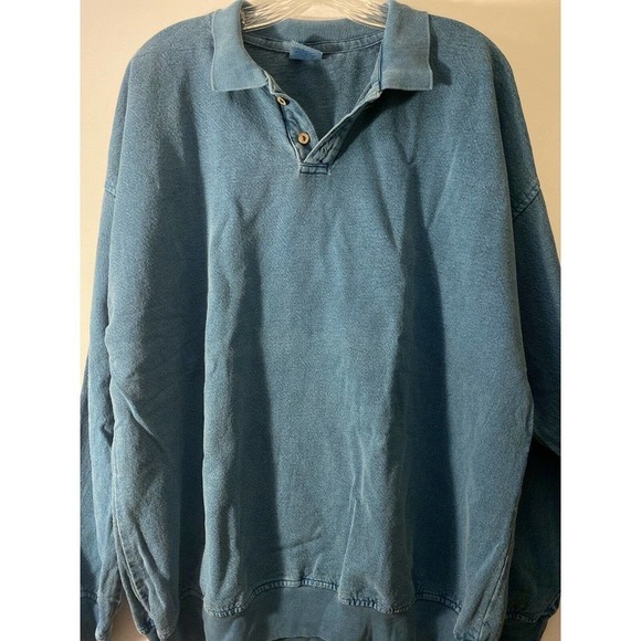 Sea Breeze Pullover Shirt Resort Wear Size 1X Teal Green Stone Washed - Picture 2 of 8